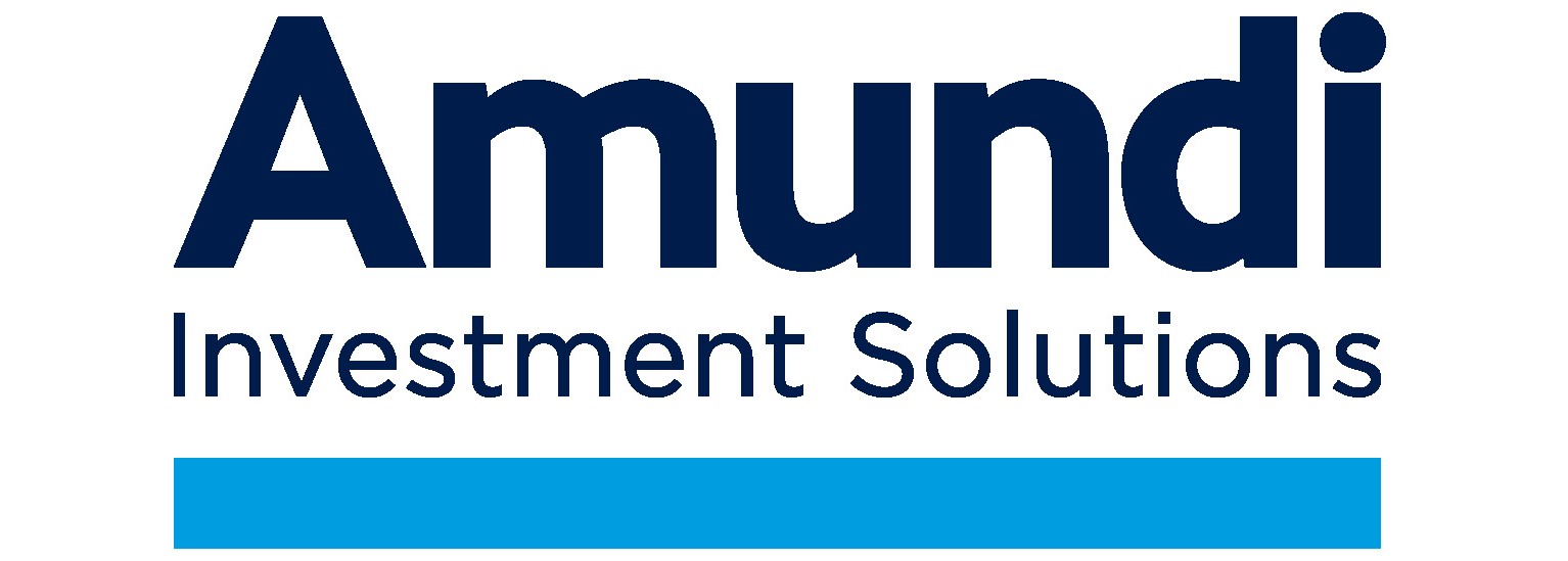 Amundi logo with blue and navy blue lettering